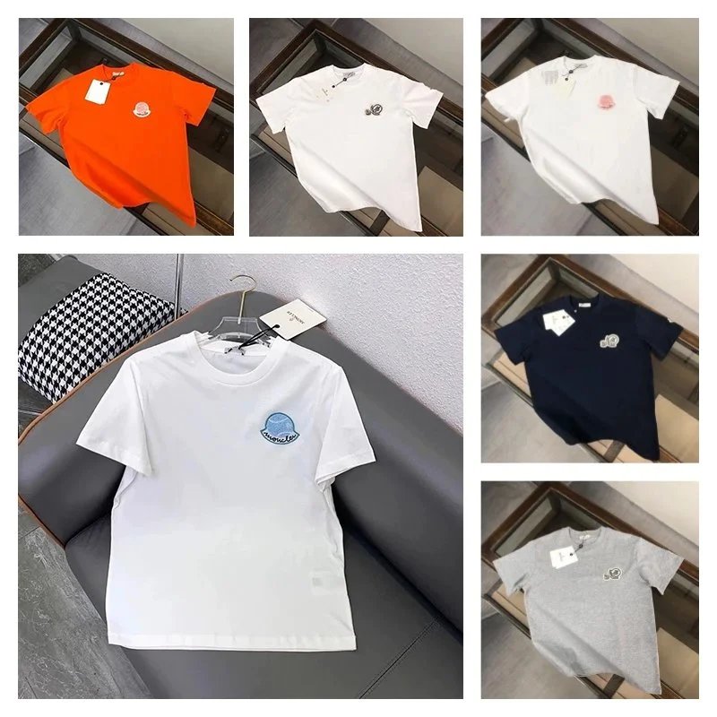 Moncler Logo Patch T-Shirt Casual Cotton Tee Multicolor