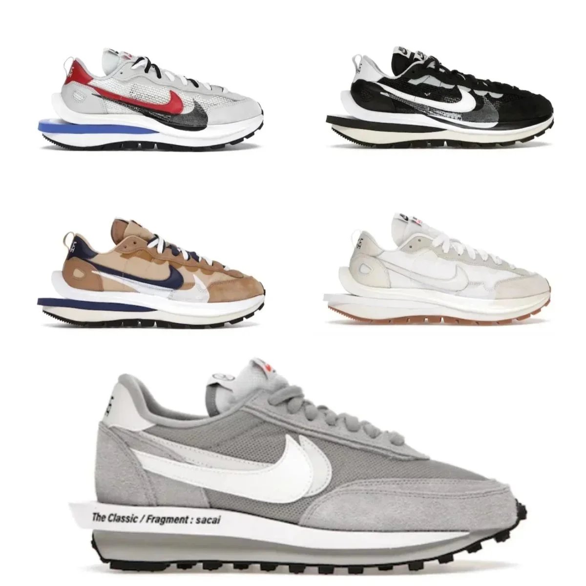 Nike Vaporwaffle Sacai Fragment Running Shoes Gray