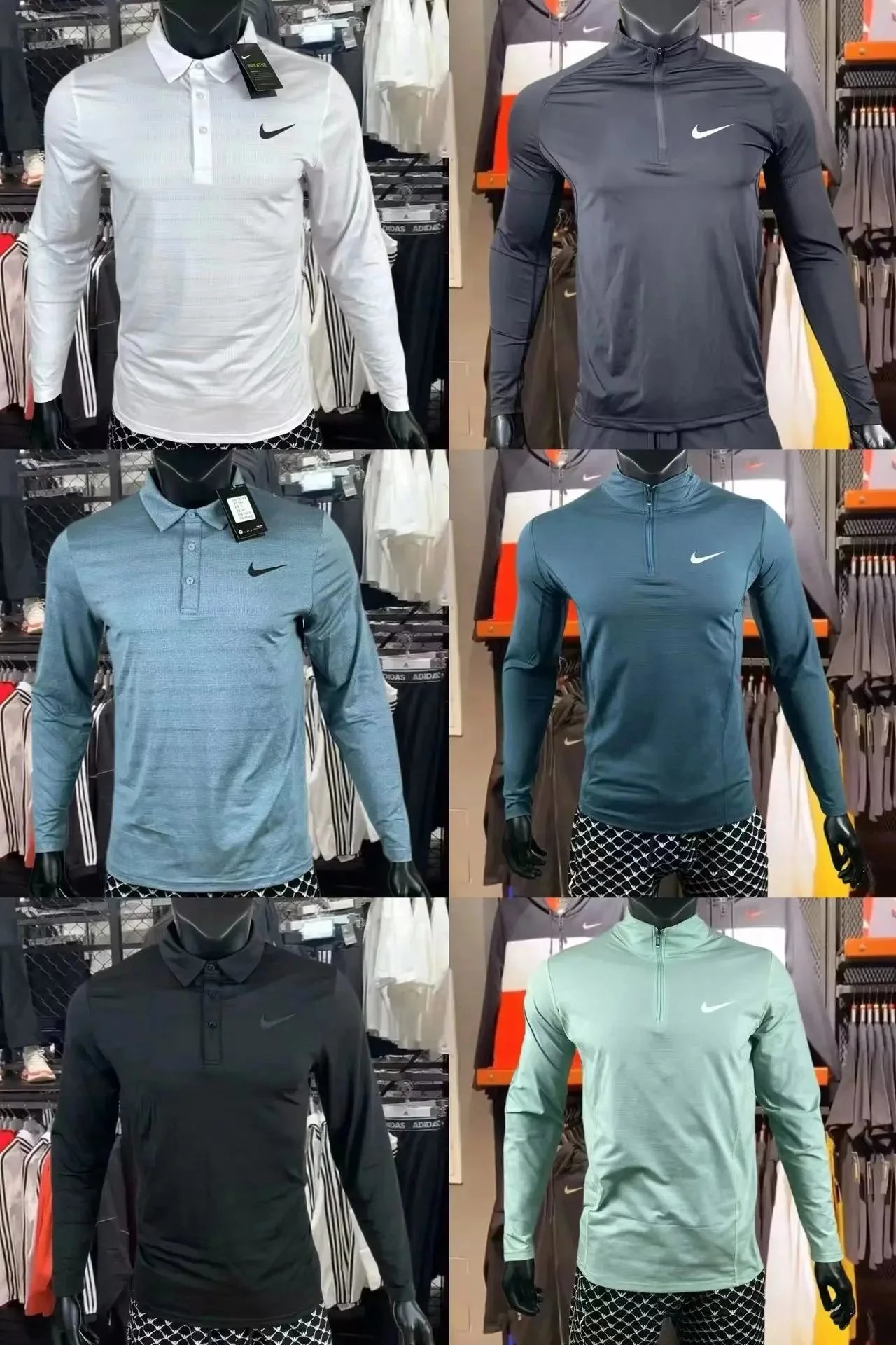 Nike Dri-FIT Long Sleeve Polo Shirt and Half Zip Top Performance Shirt Multicolor