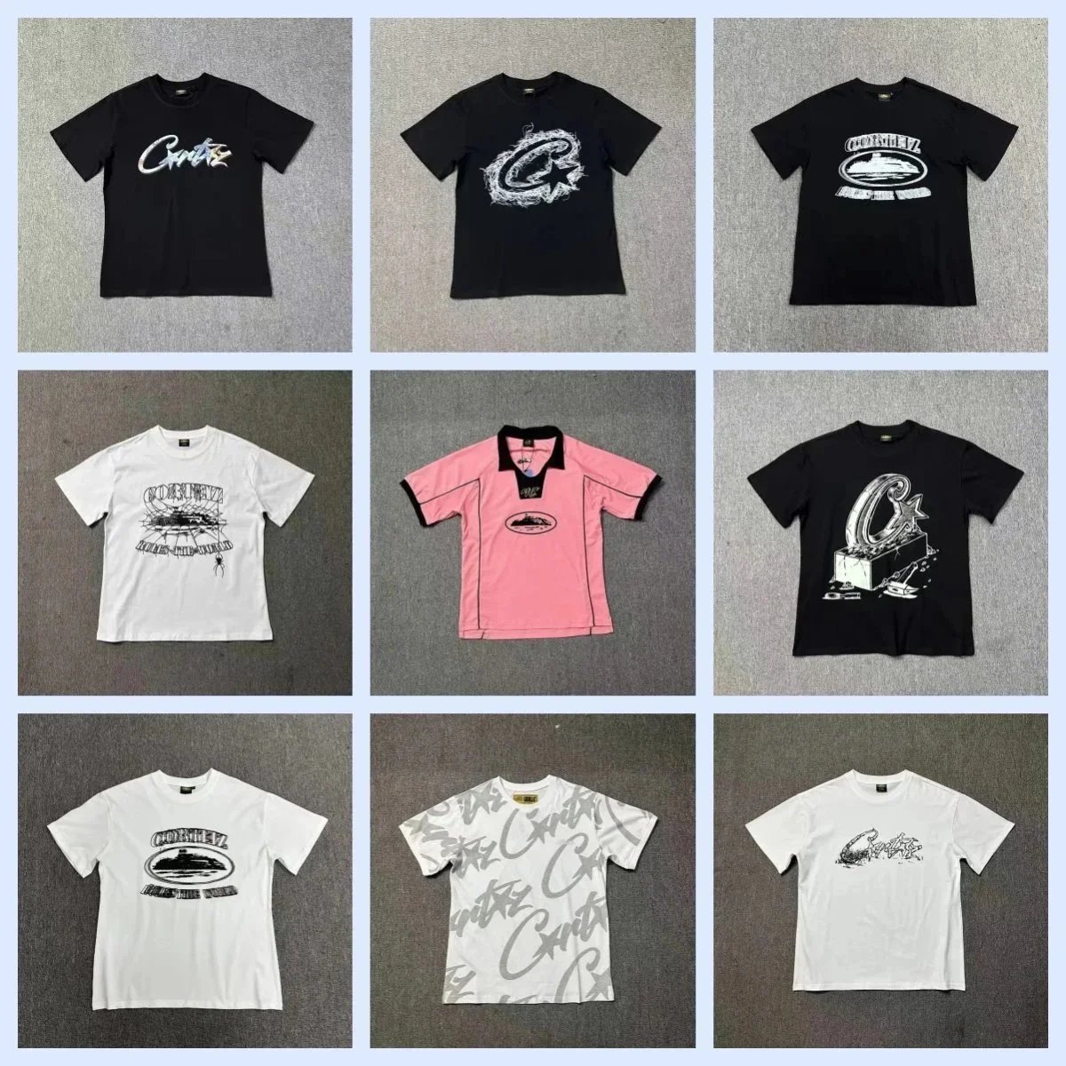 Corteiz Graphic T-Shirt Collection Casual Cotton T-Shirts Black and White