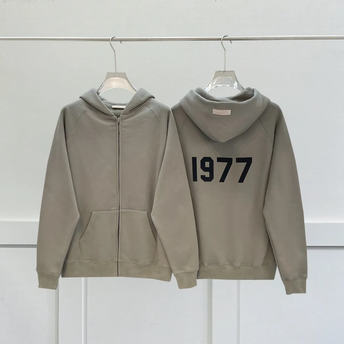 Fear of God Essentials 1977 Zip-Up Hoodie Casual Sweatshirt Gray