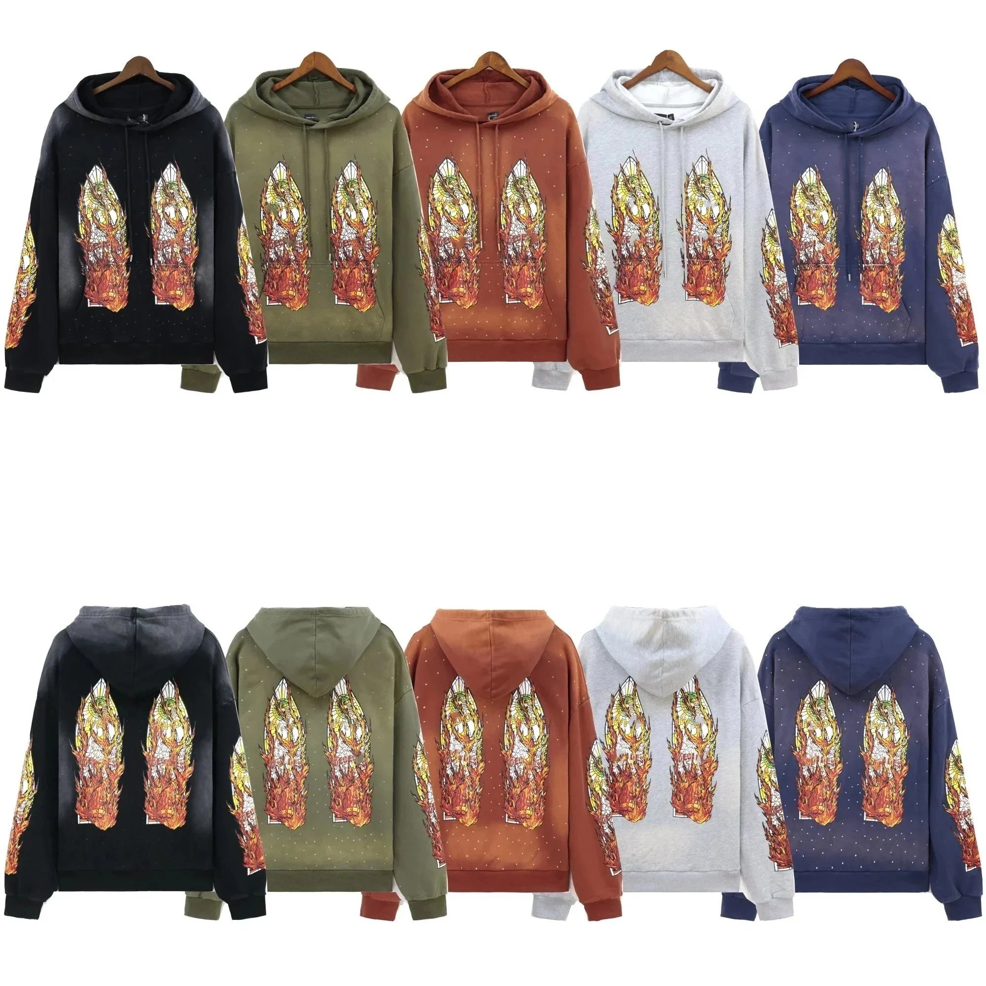 Who Decides War stained glass flame casual Hoodie Multicolor