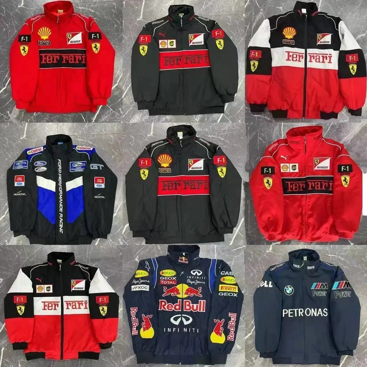 Ferrari F1 Racing Jacket Casual Motorsport Jacket Red and Black