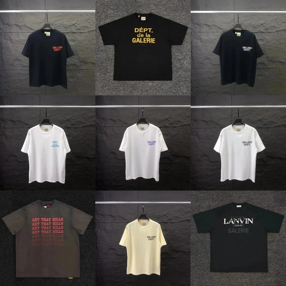 Gallery Dept. Graphic Print T-Shirt Casual Cotton Black White Yellow