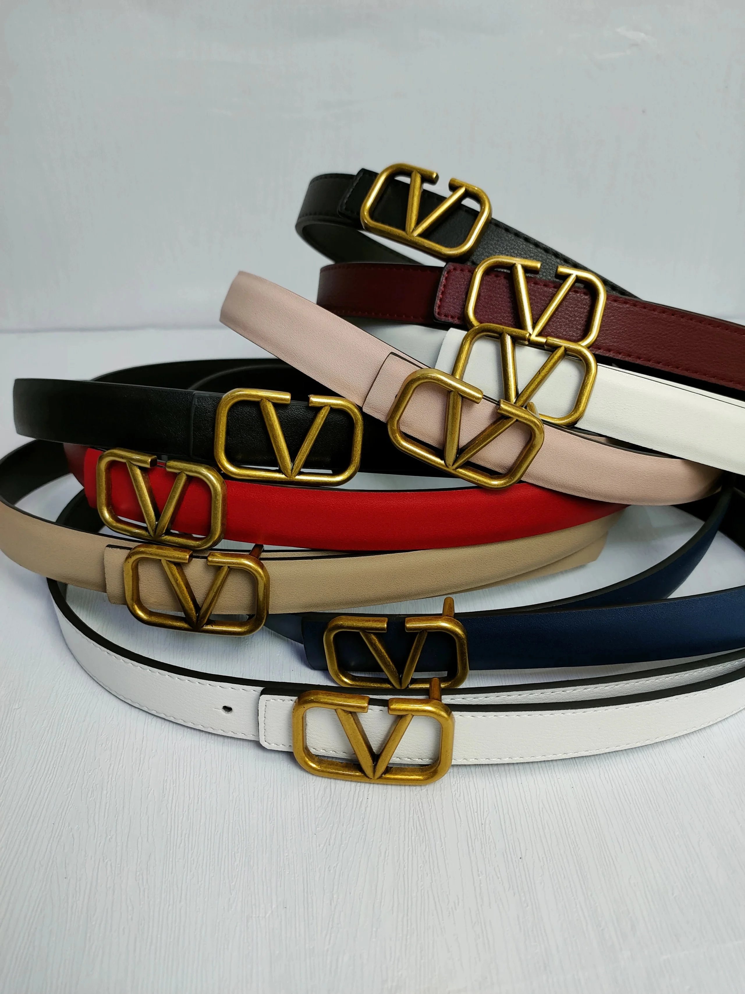Valentino VLogo Signature Leather Belt Classic Casual Accessory Multicolor