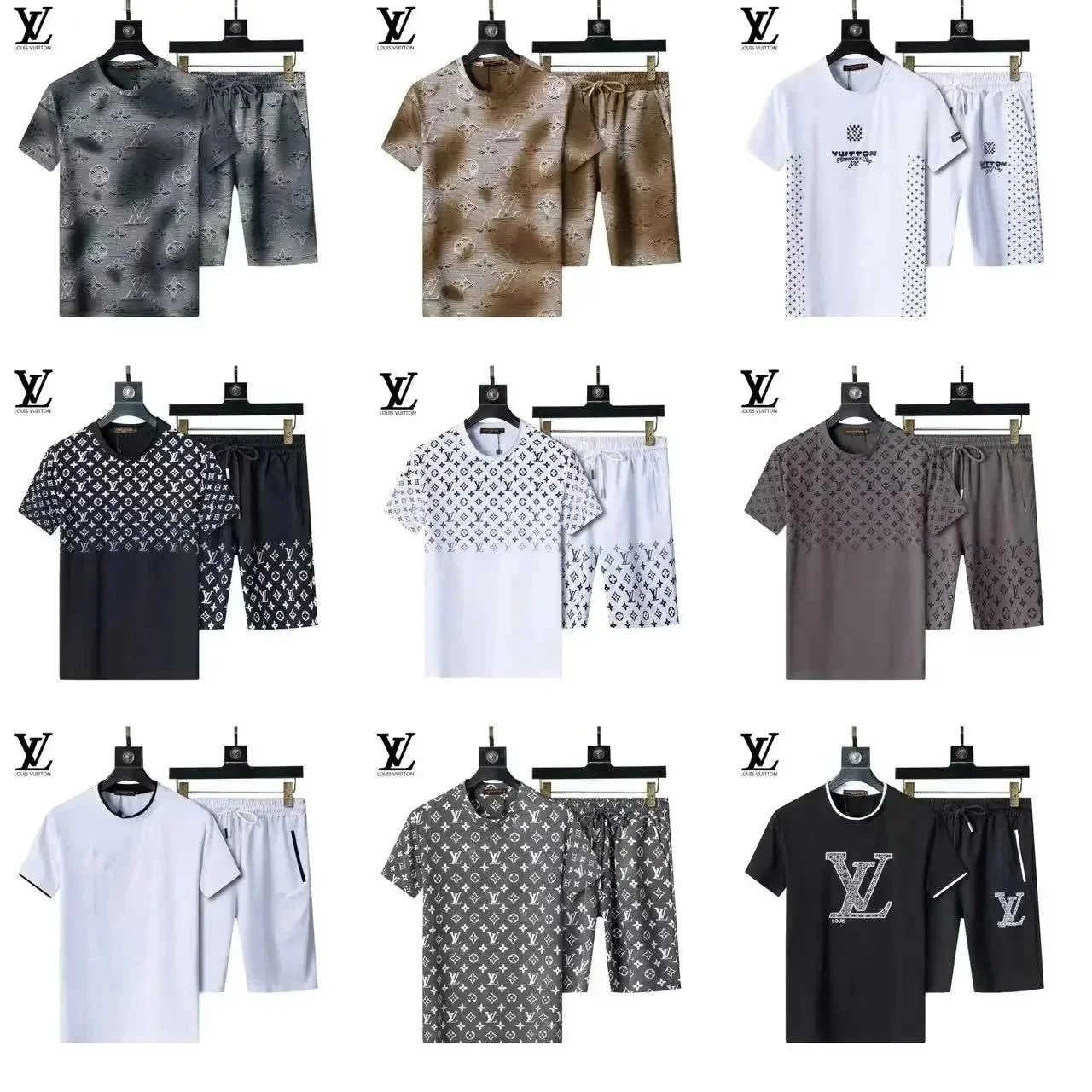 Louis Vuitton LV Monogram Print Casual T-Shirt and Shorts Set Multicolor