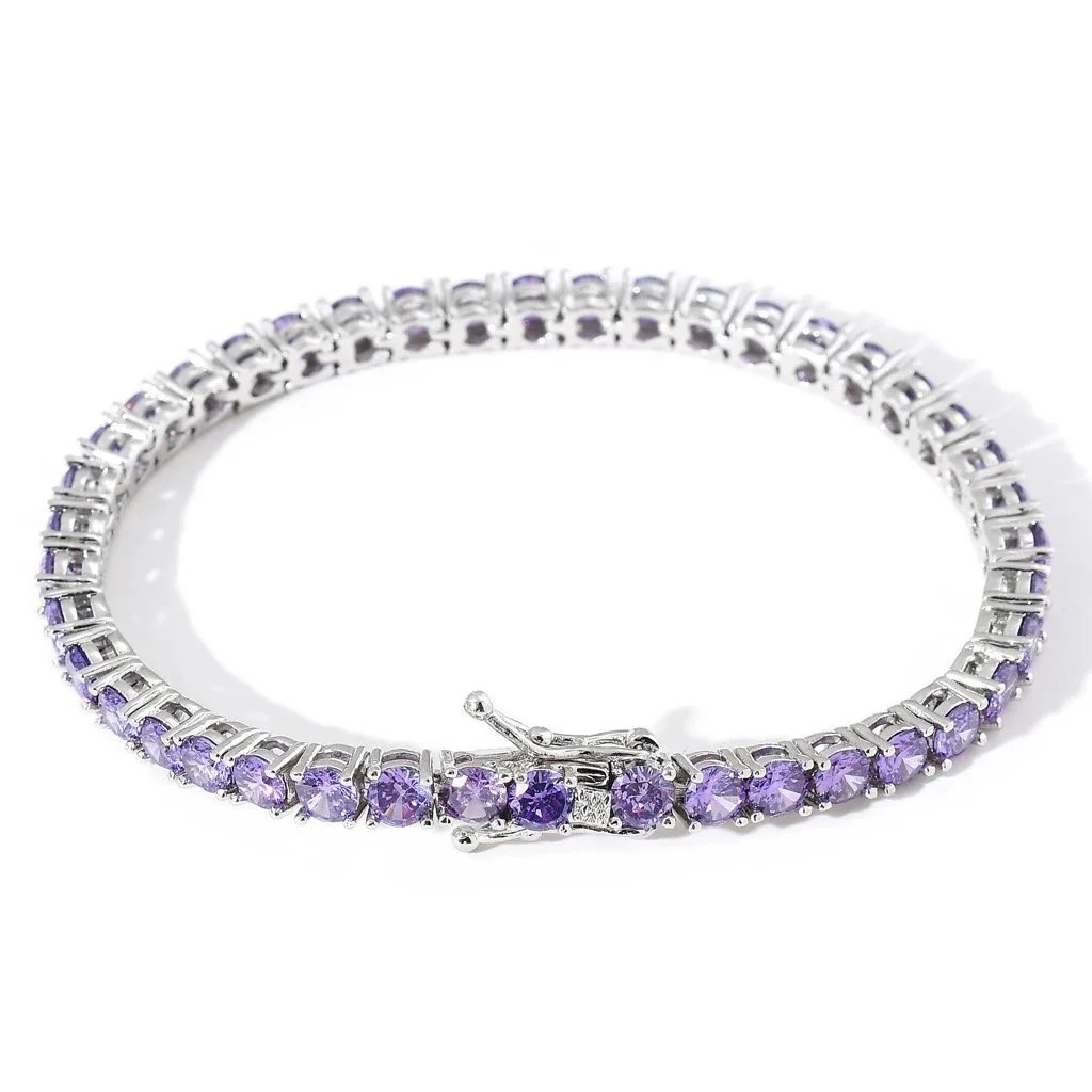 4mm-purple zircon-silver-tennis chain 4mm-purple zircon-silver-tennis chain